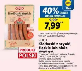 Lidl PIKOK Kiełbaski z szynki, śląskie lub białe 270 g oferta