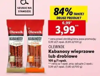 Lidl OLEWNIK Kabanosy wieprzowe lub drobiowe 105g oferta