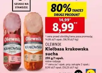 Lidl OLEWNIK Kiełbasa krakowska sucha 255g oferta