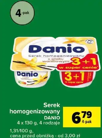 Carrefour Serek homogenizowany DANIO 4 x 130 g oferta