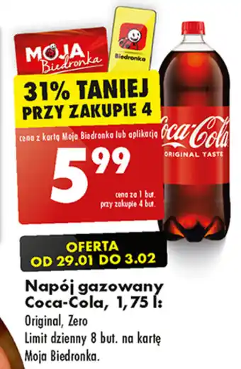 Biedronka Napój gazowany Coca-Cola, 1,75 l oferta