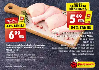 Biedronka Swieże udo lub podudzie kurczaka pakowane próżniowo Kraina Mięs, Mega Paka 1 kg oferta
