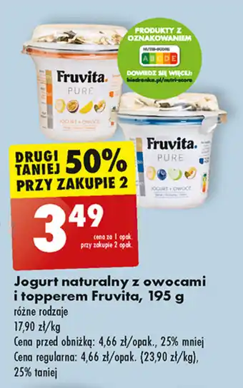 Biedronka Jogurt naturalny z owocami i topperem Fruvita, 195 g oferta