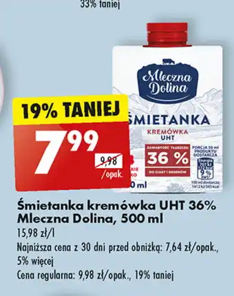 Biedronka Śmietanka kremówka UHT 36% Mleczna Dolina, 500 ml oferta