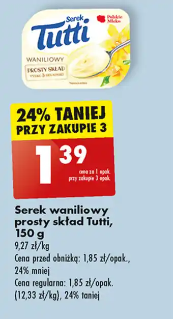 Biedronka Serek waniliowy prosty skład Tutti, 150 g oferta