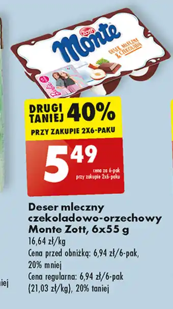 Biedronka Deser mleczny czekoladowo-orzechowy Monte Zott, 6x55 g oferta