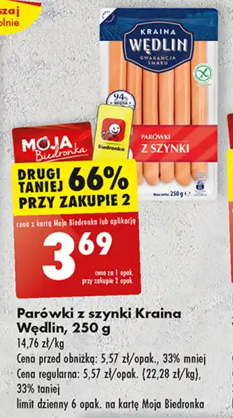 Biedronka Parówki z szynki Kraina Wędlin, 250 g oferta