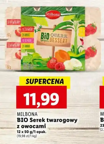 Lidl MILBONA BIO Serek twarogowy z owocami 12 x 50 g oferta