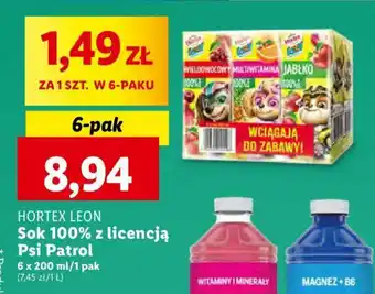 Lidl HORTEX LEON Sok 100% z licencją Psi Patrol 6 x 200 ml oferta