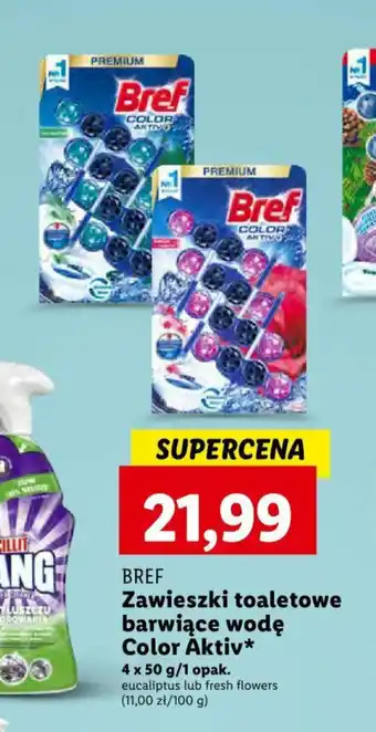 BREF Zawieszki toaletowe barwiące wodę Color Aktiv 4 x 50 g