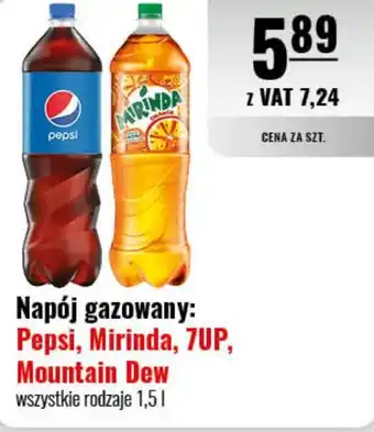 Eurocash Napój gazowany Pepsi Mirinda 7UP Mountain Dew 1,5l oferta
