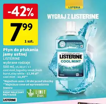 Intermarche Płyn do płukania jamy ustnej LISTERINE 500ml oferta