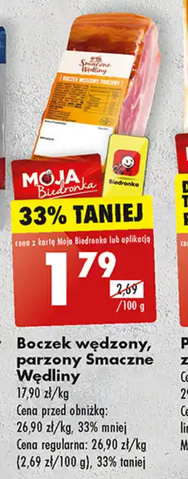 Biedronka Boczek wędzony, parzony Smaczne Wędliny 100 g oferta