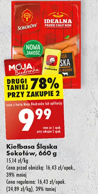 Biedronka Kiełbasa Śląska Sokołów, 660 g oferta