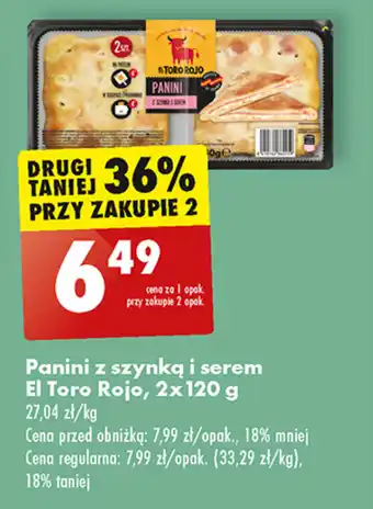 Biedronka Panini z szynką i serem El Toro Rojo, 2x120 g oferta