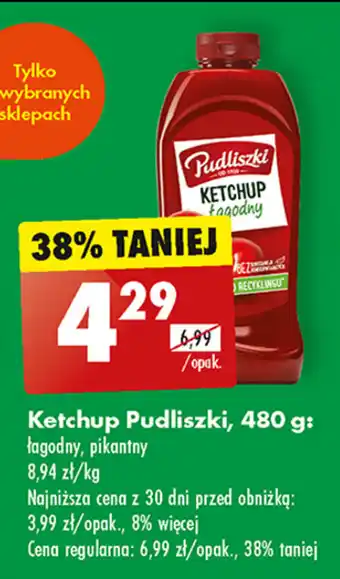 Biedronka Ketchup Pudliszki, 480 g oferta