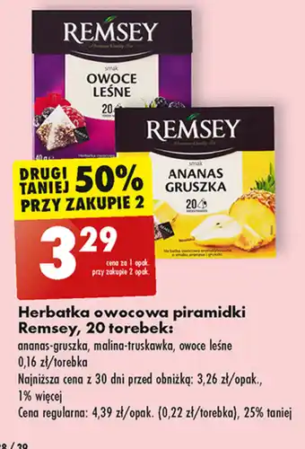 Biedronka Herbatka owocowa piramidki Remsey, 20 torebek oferta