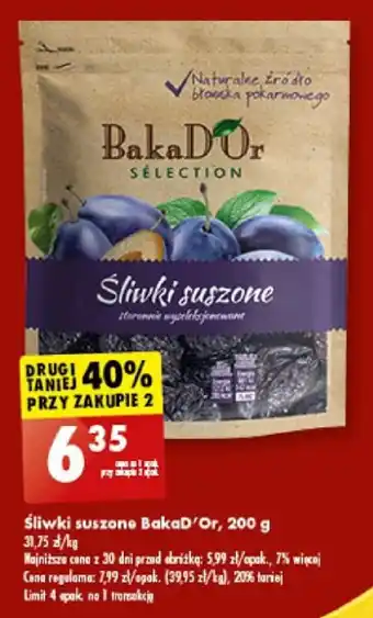 Biedronka Śliwki suszone BakaD'Or, 200 g oferta