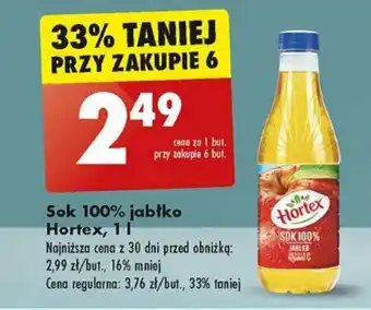 Biedronka Sok 100% jabłko Hortex, 1 l oferta