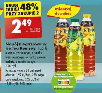 Biedronka Napój niegazowany Ice Tea Remsey, 1,5 l oferta
