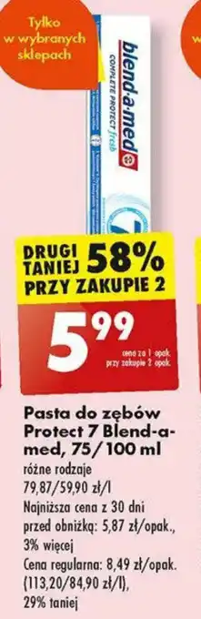 Biedronka Pasta do zębów Protect 7 Blend-a-med, 75/100 ml oferta