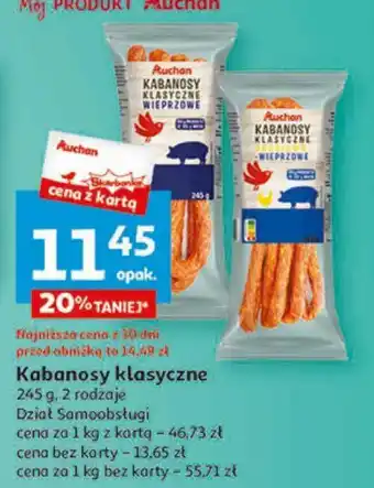 Auchan Kabanosy klasyczne 245 g oferta