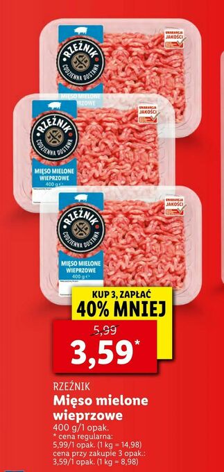 Lidl Mięso mielone wieprzowe oferta