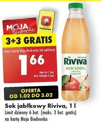 Biedronka Sok jabłkowy Riviva, 1 l oferta