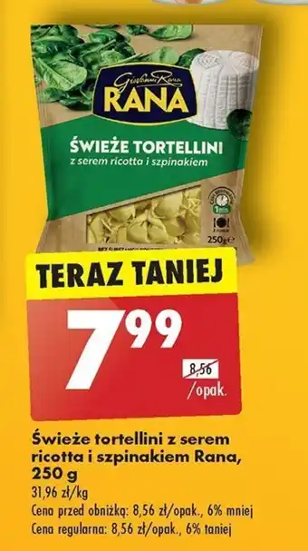 Biedronka Świeże tortellini z serem ricotta i szpinakiem Rana, 250 g oferta