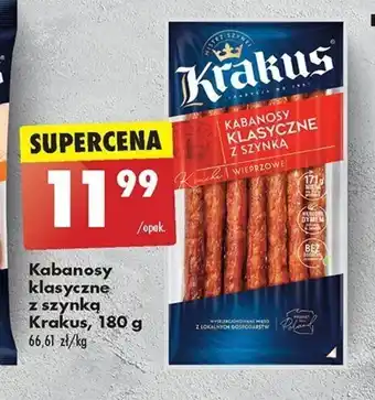 Biedronka Kabanosy klasyczne z szynką Krakus, 180 g oferta