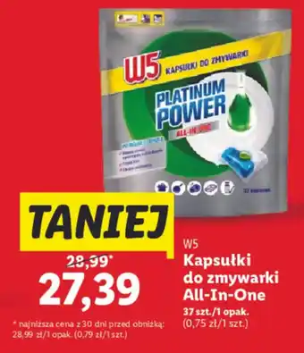 Lidl W5 Kapsułki do zmywarki All-In-One 37 szt oferta