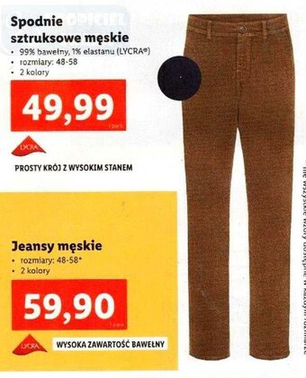 Lidl Spodnie sztruksowe męskie oferta