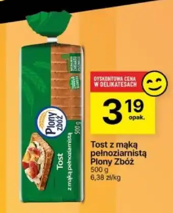 Delikatesy Centrum Tost z mąką pełnoziarnistą Plony Zbóż 500 g oferta