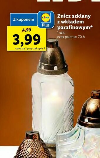 Lidl Znicz szklany z wkładem parafinowym oferta