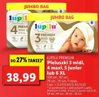 Lidl Pieluszki 3 midi, 4 maxi, 5 junior lub 6 XL oferta