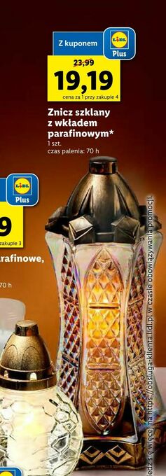 Lidl Znicz szklany z wkładem parafinowym oferta