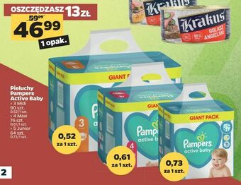 Netto Pieluchy Pampers Active Baby oferta