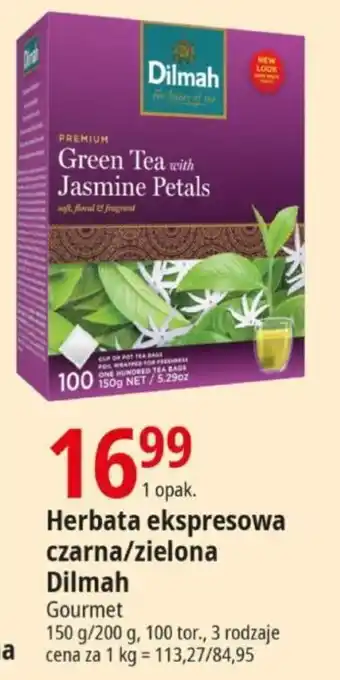 E.Leclerc Herbata ekspresowa czarna/zielona Dilmah Gourmet 150/200g oferta