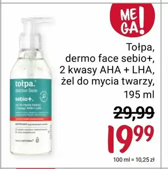 Rossmann Tołpa, dermo face sebio+, 2 kwasy AHA + LHA, żel do mycia twarzy 195 ml oferta