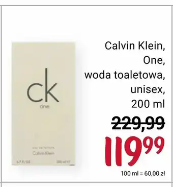 Rossmann Calvin Klein, One, woda toaletowa, unisex 200 ml oferta