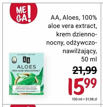 Rossmann AA, Aloes, 100% aloe vera extract, krem dzienno nocny, odżywczo nawilżający 50 ml oferta