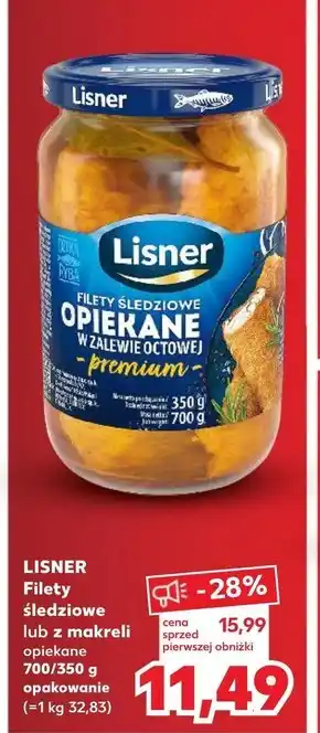 Kaufland Lisner Śledź atlantycki Opiekane premium filety w zalewie octowej 700 g oferta