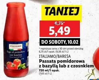 Lidl ITALIAMO/BARESA Passata pomidorowa z bazylią lub z czosnkiem 720ml oferta