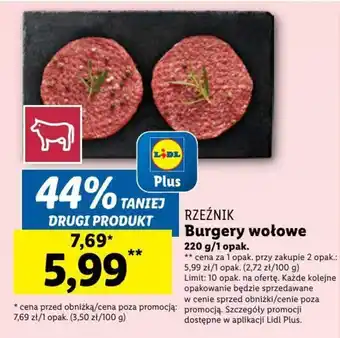 Lidl RZEŹNIK Burgery wołowe 220g oferta
