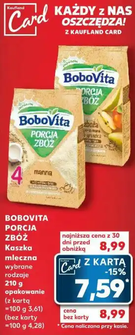 Kaufland BOBOVITA PORCJA ZBÓŻ Kaszka mleczna 210 g oferta