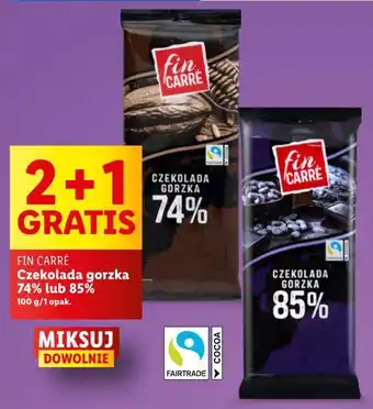 Lidl FIN CARRÉ Czekolada gorzka 74% lub 85% 100g oferta