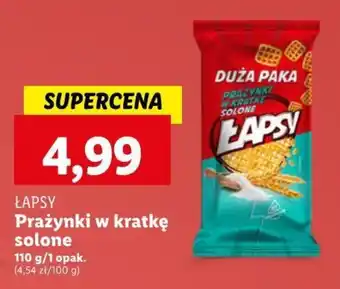 Lidl ŁAPSY Prażynki w kratkę solone 110g oferta