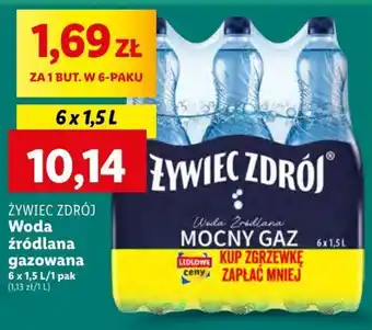 Lidl ŻYWIEC ZDRÓJ Woda źródlana gazowana 6 x 1,5 L oferta