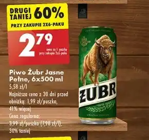 Biedronka Żubr Piwo jasne 500 ml oferta