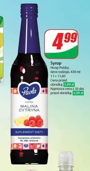Dino Paola Syrop o smaku żurawinowym 430 ml oferta